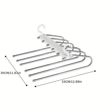 Stainless Steel Multi-Layer Pants Rack Folding Telescopic Anti-Slip Clothes Rack