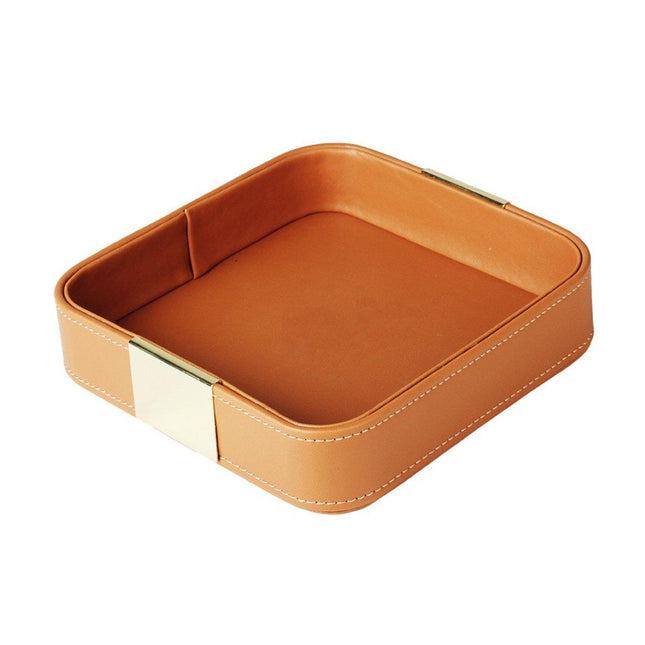 Leather Desktop Storage Tray Key Organizer Entryway Cosmetic Clutter Tray