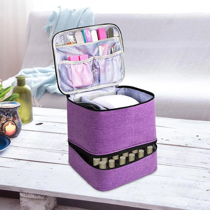 Portable Double Layer Nail Polish Essential Oil Storage Bag Travel Organizer