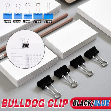 20PCS Black Bulldog Foldback Clips Document Paper Clamps Multiple sizes - Aimall