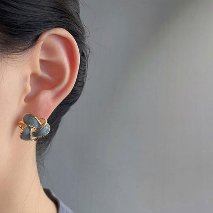 Retro Geometric Blue Drip Dangle Earrings Women Girls Vintage Boho Fashion