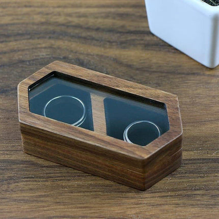 Elegant Black Walnut Wooden Ring Box Jewelry Diamond Proposal Gift Display Box