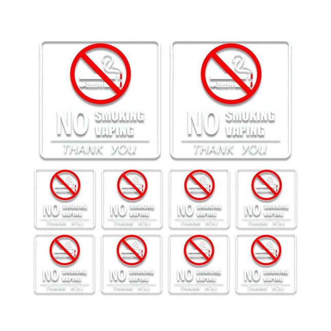 10pcs No Smoking Sign Waterproof Removable Sticker Label Safety Warning Notice