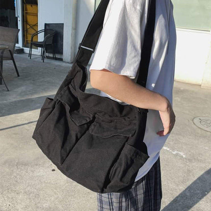 Vintage Tooling Style Large Capacity Canvas Shoulder Crossbody Bag Casual