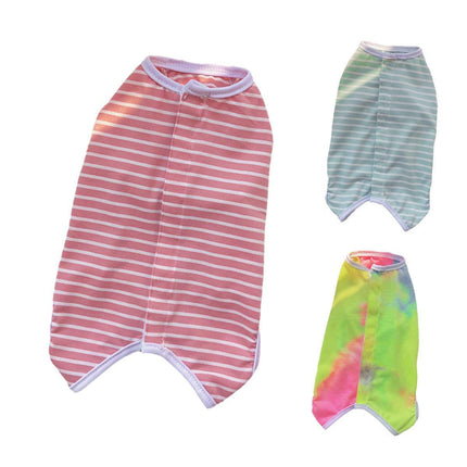 Pet Clothes for All Seasons Solid Color Striped Dog Cat Apparel Puppy Outfit