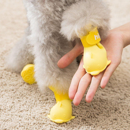 4pcs Cartoon Pet Rain Boots Waterproof Non-Slip Wear-Resistant Shoes for Dogs