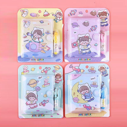 Mini Notebook with pen Cute Pattern Kid Stationery Paper Random - Aimall