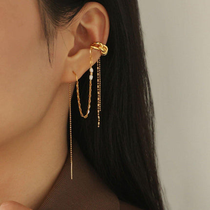 One Piece Earrings Pearl Ear Wire Wrap Design Ear Bone Cuff Clip For Women