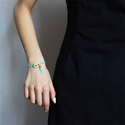 New Chinese Fashion Blue Beaded Bracelet Fringe Simple Elegant Jewelry