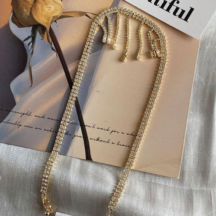 Luxury Zirconia Tassel Necklace Elegant Collar Jewelry for Women Party Wear