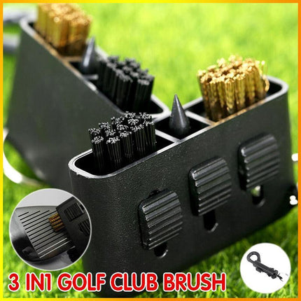 Golf Club Cleaning Brush 3 In 1 Club Groove Cleaner Tool with Keyring - Aimall