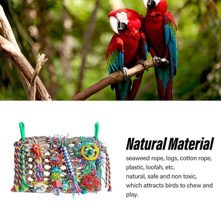 Parrot Gnawing Toys Woven Grass Nets Colourful Chewing Bird Cage Play