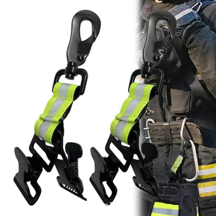 2PCS Green Firefighter Glove Holder Double Clip Reflective Strap Easy Hang Nylon