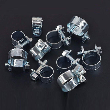 10pcs Galvanized Iron Fuel Hose Clamps For Automobile Air Pipe Secure Grip