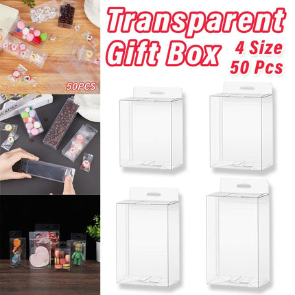 50pcs Transparent Gift Boxes with Hooks Clear Packaging Storage Containers