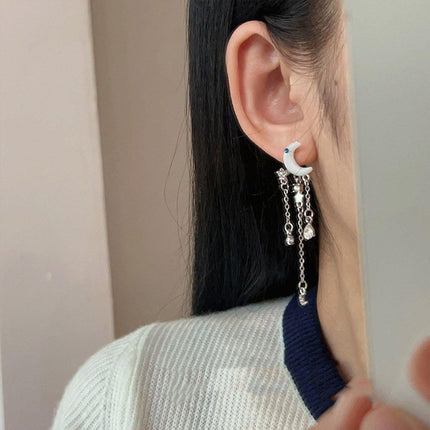 Elegant Moon Zircon Tassel Earrings For Women Exquisite Fashion Jewelry