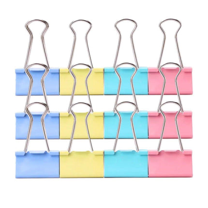 12pcs Colour Long Tail Clips for Office Student Document Metal Receipt Ticket