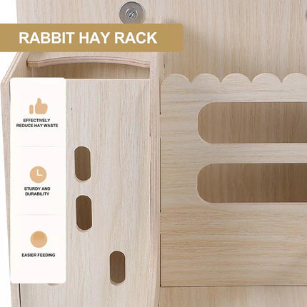 Wooden Feeder Stand Rabbit Guinea Chinchilla Food Basin Multi-Function Kettle