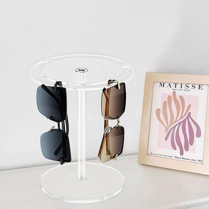 Clear Acrylic Sunglasses Display Stand 360 Rotating Eyewear Holder Black Desktop