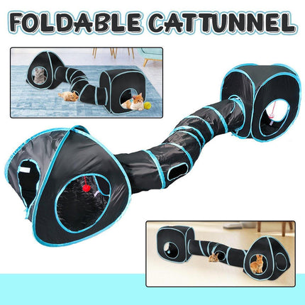 Collapsible Cat Tunnel Interactive Drill Bucket Fun Pet Toy for Cats Indoor Play