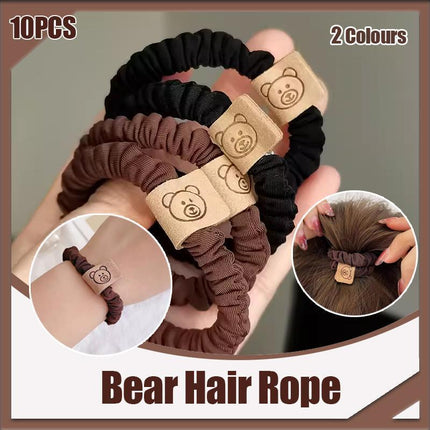 10X Female Hairband Brown Black Hair Cord Bear Hair Ropes Rubber Bands Ponytail - Aimall