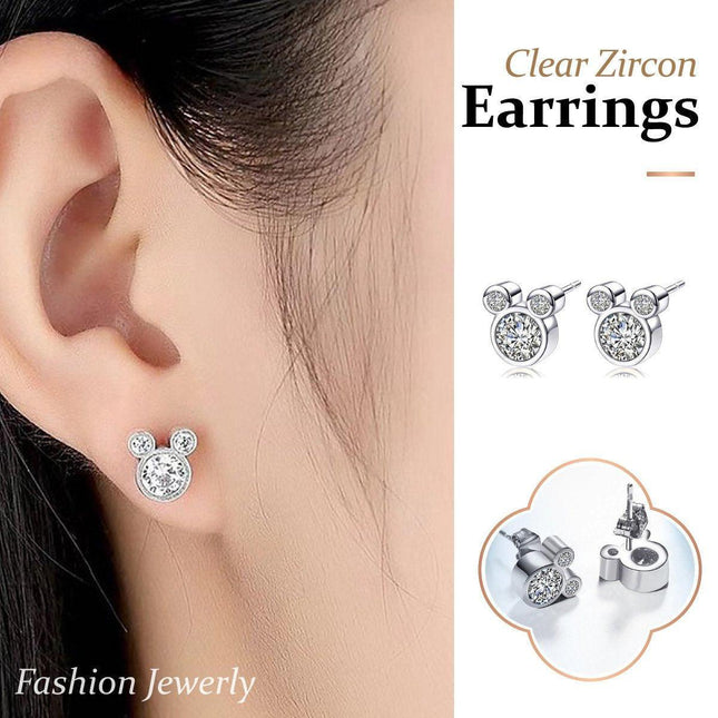 Elegant Zircon Stud Earrings for Women Sparkling Crystal Jewelry Fashion Gift