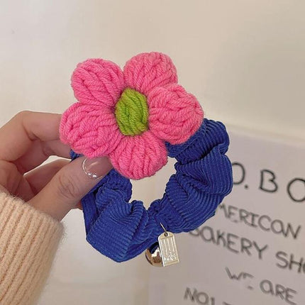 Corduroy Flower Hair Scrunchies Ponytail Holder Hair Ties Rope Hair Accesorries - Aimall