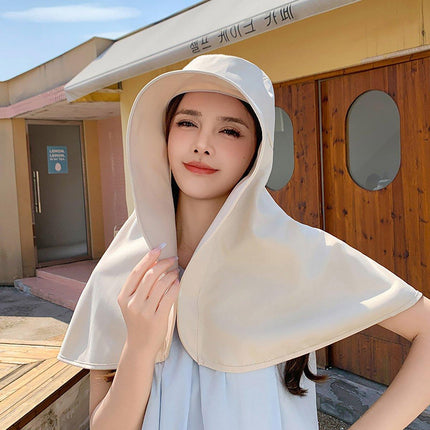 Women Summer Sun Protection Hat Large Brim Face Cover Shawl UV Protection Cap