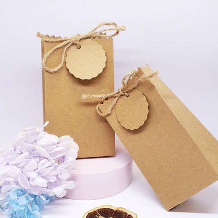 50PCS Vintage Kraft Paper Box DIY Candy Cookie Bags Wedding Favor Gift Boxes