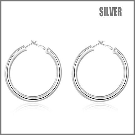 925 Sterling Silver Filled Women Elegant Round Hoop Earrings Stunning Gift