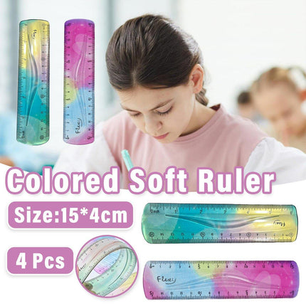 4pcs Colourful Bendable Soft Ruler 15cm Foldable Flexible Measuring Ruler Set