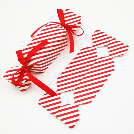 50PCS Candy Shape Christmas Gift Box Red Stripes Wedding Gift Storage Case Decor