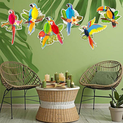 6/9/12pcs Parrot Charm Party Decoration Props Tropical Theme Decor Accessories