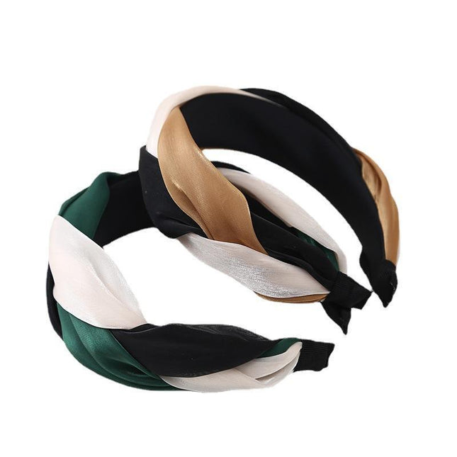 Women Headband Twist Hairband Knot Cross Tie Wide Headwear Hair Band Hoops Gift - Aimall