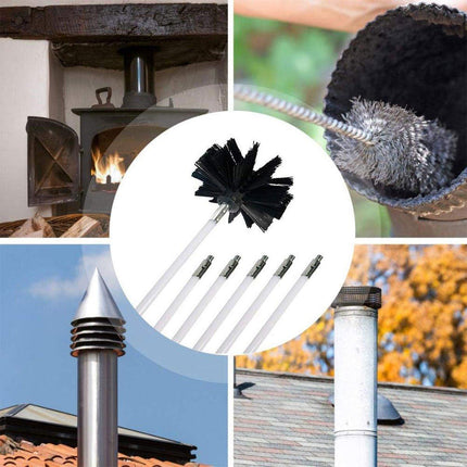 Pipe Cleaning Brush Nylon Head Rod Duct Cleaning Tool Solid Chimney Brush