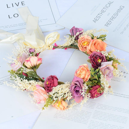 Hawaiian Faux Flower Headband Bridal Wedding Wreath Bridesmaid Hair Accessory