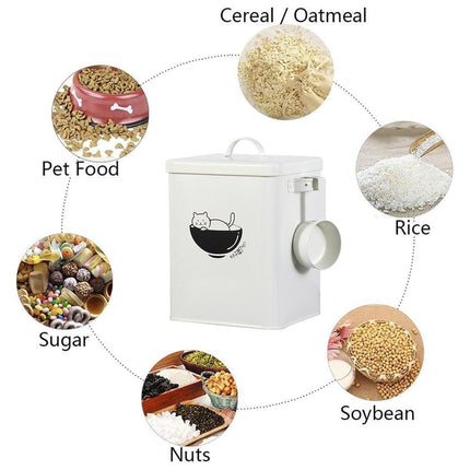 Food Storage Bucket Sealed Moisture Proof Container for Cat Dog Snacks Tin Box