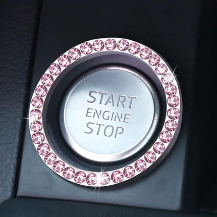 1x Silver Car SUV Decorative Button Start Switch Diamond Ring Auto Accessories - Aimall