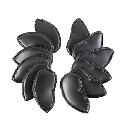12PCS PU Leather Head Cover Golf Iron Club Putter Headcover 3-SW Set Black - Aimall