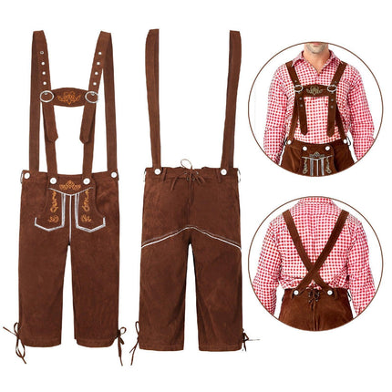 Oktoberfest Mens Lederhosen Costume Bavarian German Beer Embroidered Outfit - Aimall