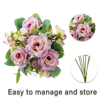 2Pcs Simulation Rose Bouquet Home Decoration Artificial Flower Arrangement Set