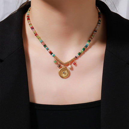 Vintage Ethnic Style Colourful Beaded Necklace Fashion Jewelry Women Gift