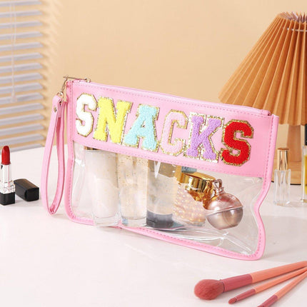 2X Embroidered Letter Cosmetic Bag Transparent PVC Bag Women Travel Toiletry Bag