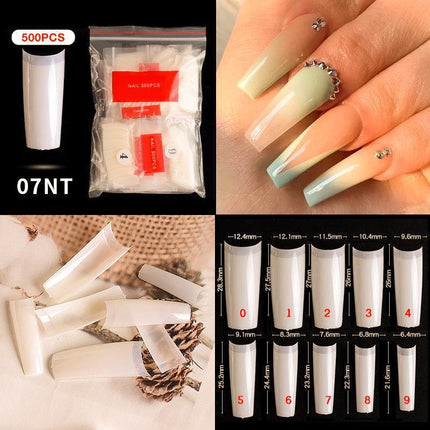 500 PCS Fake French Nail Tips White Clear Stiletto False Gel Pointy Art Acrylic - Aimall