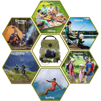 20L Camp Shower Bag Solar Heat Water Pipe Portable Camping Hiking Travel Outdoor