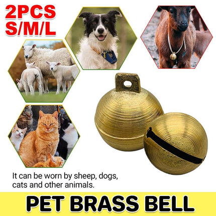 2PCS Small Brass Bell Cow Horse Sheep Grazing Copper Bells Loud Copper Bells Pet