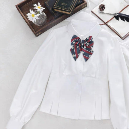For Women School Uniform Checkered Lovely Sailor Style JK Japanese Collar BowTie - Aimall