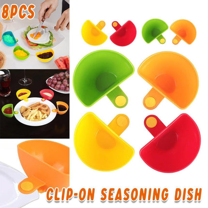 8PCS Plastic Salad Dressing Box Set Double Clip Bowl Snack Container with Spoon