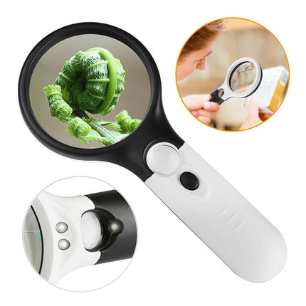 45X Magnifying Glass Magnifier Handheld Loupe Reading Optical Clarity With Light