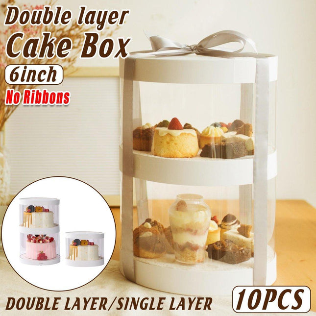 10pcs Transparent Round Cupcake Boxes Birthday Party Dessert Packaging Container